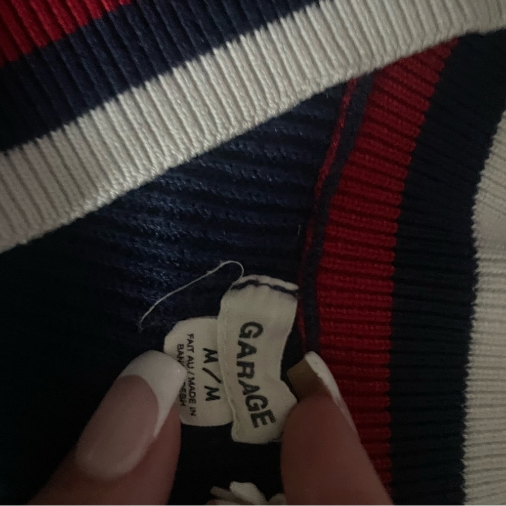 Navy Sweater with Red and White Trim - Picture 2 of 3